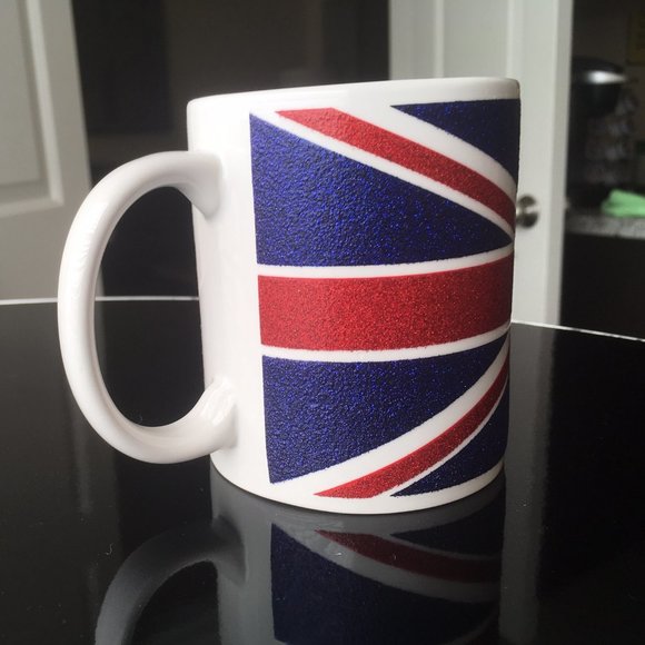 NEW Union Jack Great Britain coffee mug with glitter detail blue purple - Picture 4 of 8